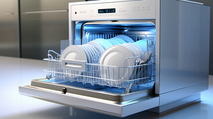 dishwasher, kitchen, dish, clean, dishes, home, cleaning, washing, housework, machine, plate,  - obrazy, fototapety, plakaty