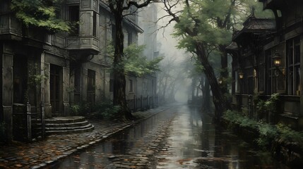 Naklejka premium Rain, Rainy day background illustration wallpaper design