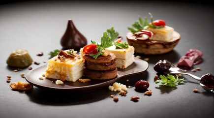 delicious dessert on the table, dessert on the plate in restaurant, close-up of a dessert on plate