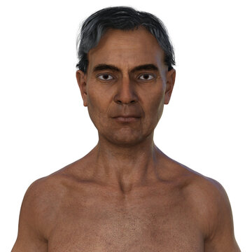 An elderly Indian man, 3D illustration