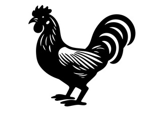 Chicken hand drawn illustration in engraving or woodcut style. Gobbler meat and eggs vintage produce elements. Badges and design elements for the turkeycock manufacturing. Vector illustration	