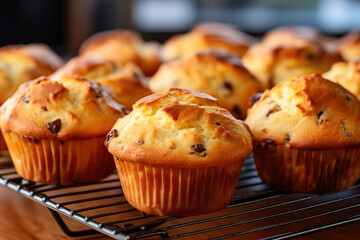 Muffins on a wire rack