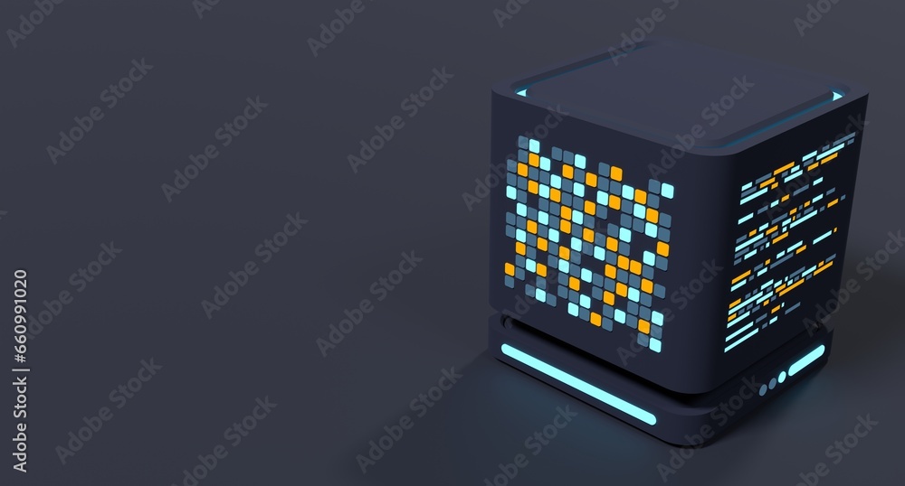 Poster 3d server icon. computer server 3d render icon. cloud computing. 3d render illustration