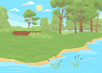 River side landscape summer season vector background