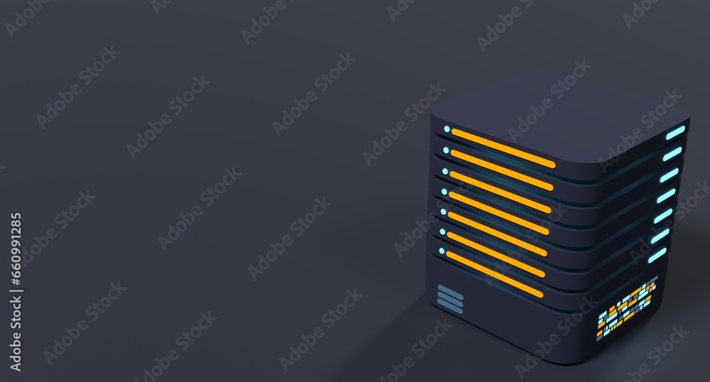 Poster 3d server icon. computer server 3d render icon. cloud computing. 3d render illustration