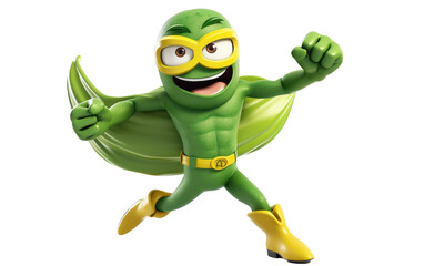 Zucchini Superhero in Dynamic 3D on isolated background