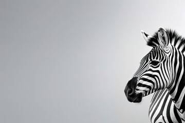 Naklejka premium Front view of on black background. Wild animals zebra banner with copy space