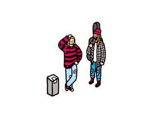 90年代グランジファッションの男性とゴミ箱