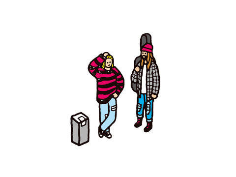 90年代グランジファッションの男性とゴミ箱