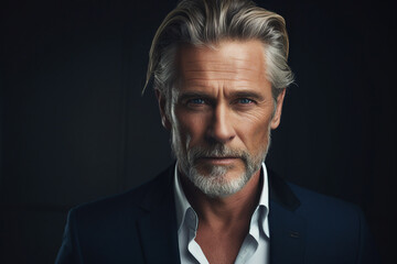 Fototapeta premium Generative AI photography of handsome confident man celebrity star isolated on grey background