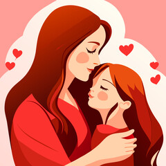 Mother and Daughter, mother's day, Love. vector