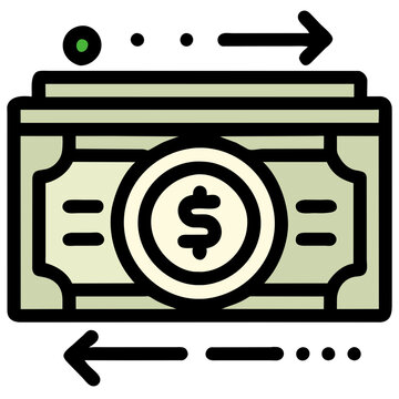 Dollar, Green Finance Money Icon, Digital Payment, Investment and Savings Symbol