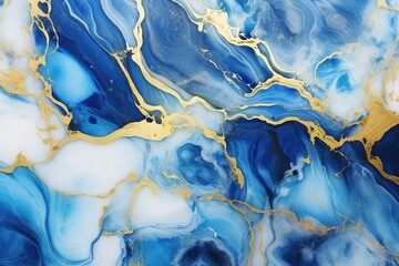 Blue Gold Marble Abstract