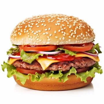 Burger on white background. Food industry