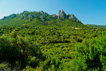 Tipico panorama dell'entroterra sardo. Sardegna, Italia