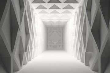 Simplistic geometric decor with rhombic architecture, abstract tunnel pattern in a realistic, blank 3D rendering. Generative AI