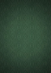 Hand-drawn unique abstract symmetrical seamless ornament. Bright green on a deep warm green with vignette of a darker background color. Paper texture. Digital artwork, A4. (pattern: p10-1f)