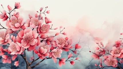 Fototapeta premium Hand painted watercolor nature background, Background Image,Desktop Wallpaper Backgrounds, HD