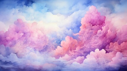 Fototapeta premium Hand painted watercolor pastel sky background , Background Image,Desktop Wallpaper Backgrounds, HD