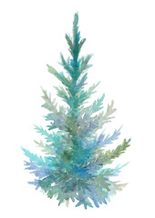 Watercolor Christmas tree, isolated on white