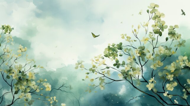 Hand painted watercolor nature background, Background Image,Desktop Wallpaper Backgrounds, HD