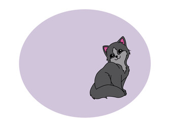 Dibujo gato sobre fondo de color