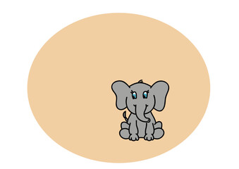 Dibujo infantil de elefante sobre fondo de color