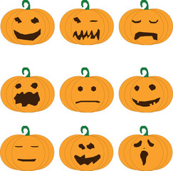Halloween pumpkin illustration isolated on white background. Vector illustration for Halloween design