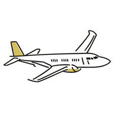 斜めから見た飛行機のイラスト