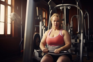 Fototapeta na wymiar Body positive people in the gym. Healthy lifestyle concept