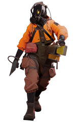 Naklejka premium Demolition worker with a protective face shield 