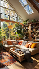 Cozy Sanctuary: A Living Room with a Literary Soul,interior of an building