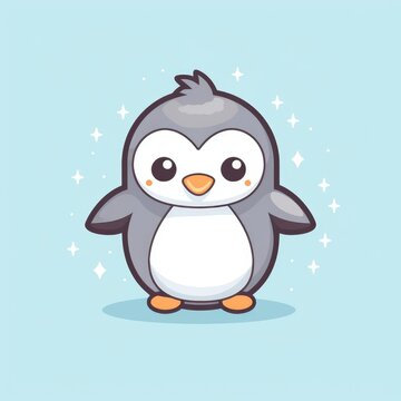  Christmas penguin in pastel color background.