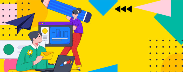 Business People Flat Vector Concept Operation Hand Drawn Illustration
