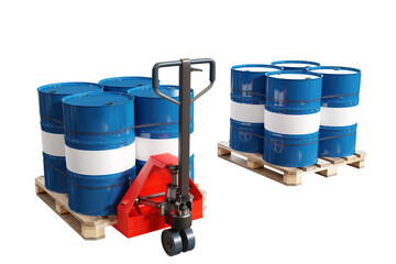 Hydraulic trolley. Trolley for pallets. Lifting equipment. Hand pallet truck. Warehouse equipment....