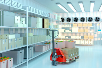 Refrigeration chamber for food storage 3d image