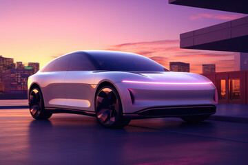 3D rendering of a brand-less generic concept car - obrazy, fototapety, plakaty
