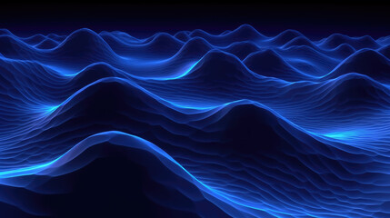 Obraz premium A captivating blue 3D topographic line contour map background with fluid, wave-like patterns, offering a visually engaging geospatial aesthetic.