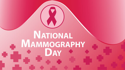 National Mammography Day vector banner design with geometric shapes and vibrant colors on a horizontal background. Happy National Mammography Day modern minimal poster.
