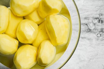 Fresh peeled potatoes.