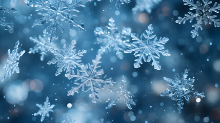 Fototapeta na wymiar Voluminous white snowflake on a blue background
