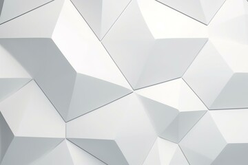 Futuristic polygonal wall with white surface. Bright render. Generative AI