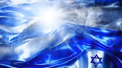 White blue background with colors of Israeli flag with Star of David. Generative AI