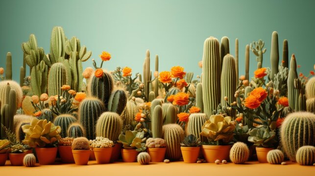 Orange desert with green cactuses , Background Image,Desktop Wallpaper Backgrounds, HD
