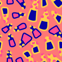 Abstract psychedelic seamless colorful artwork with hand drawn unique shapes