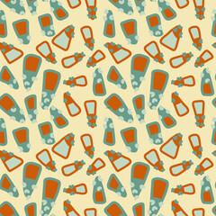 Abstract psychedelic seamless colorful artwork with hand drawn unique shapes