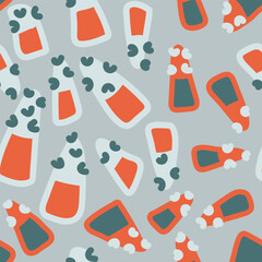 Abstract psychedelic seamless colorful artwork with hand drawn unique shapes