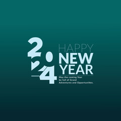 HAPPY NEW YEAR 2024. Illustration Template. Welcome Banner or Poster