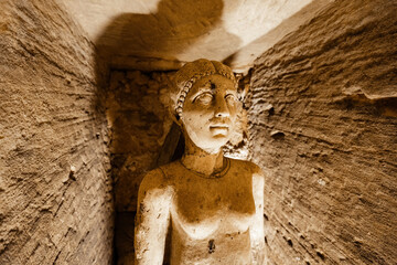 Inside view in the ancient  Catacombs of Kom el Shoqafa Alexandria Egypt