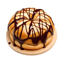 Fototapeta premium delicious chocolate pancake with chocolate syrup on a white background